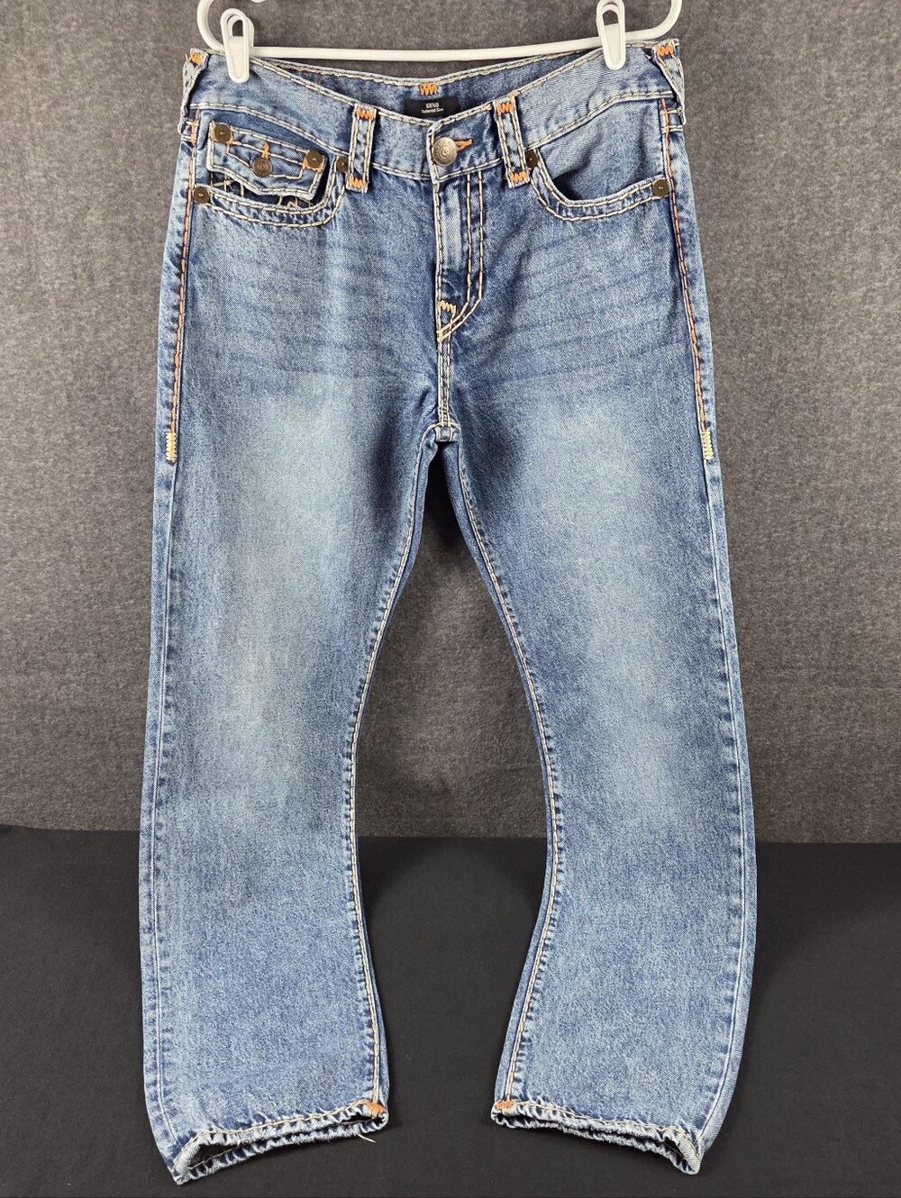 True Religion Geno Super T Jeans Mens 34x33 Blue Wide Stitch Relaxed Slim